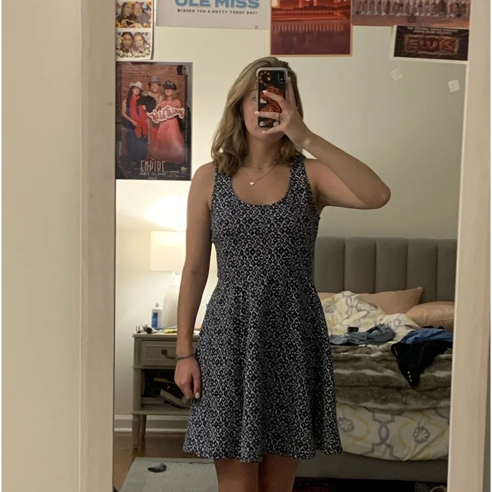 Copper Key Navy Blue patterned dress - Picture 3 of 3